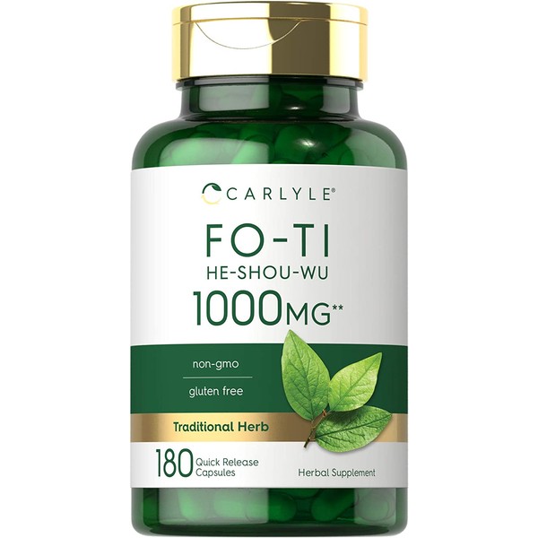 Carlyle Fo-Ti Root 1000 mg 180 Capsules High Strength He-Shou-Wu Non-GMO, Gluten Free