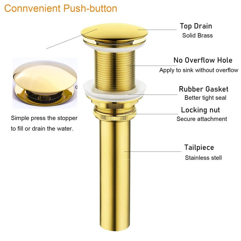 Bathroom Faucet Vessel Vanity Sink Pop Up Drain Stopper Without