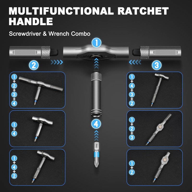 42 in 1 Magnetic Screwdriver Set, Multi Bit Magnetic Ratcheting