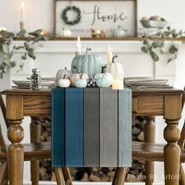 Artoid Mode Blue Grey Planks Antique Old Rustic Wood Spring Table Runner, Winter Kitchen Table Decoration, Indoor, Holiday, Party Decor, 40 x 140 cm