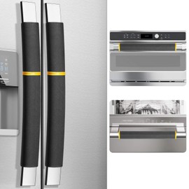 MRKG Refrigerator Door Handle Covers, Set of 4, Washable Without Fading or Cracking, Keep Your Kitchen Appliance Clean from Smudges, Drips, Food Stains, Oil (Black)