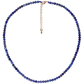 Lightock - Gargantilla simple para mujer, collares de cristales curativos de piedra real, gargantilla de abalorio de 4 mm, joyería de meditación de ansiedad, regalo para mujeres (16 pulgadas + 2 pulgadas), 16, Piedra, Lapislázuli