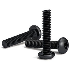 200pcs M2x10mm Black Round Head Hex Socket Key Bolts Alloy Class 12.9 Length 10mm Button Head ISO 7380 High Hardness Carbon Steel