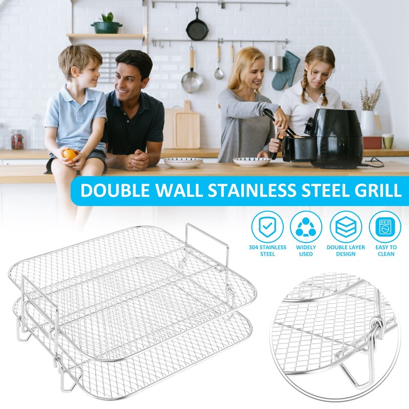 2 Layer Air Fryer Rack - Stainless Steel Grill Dehydrator