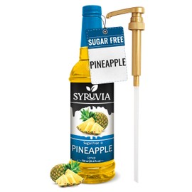 Syruvia Sugar Free Pineapple Syrup With Syrup Pump Dispenser – Pineapple Syrup Flavor, 25.4 fl oz - Perfect for Cocktails, ice Tea, Desserts, Italian Sodas, Ice and More, Kosher and Gluten-Free