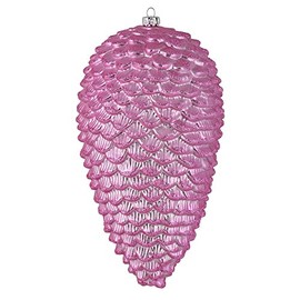 Vickerman 7" Pink Matte Glitter Pinecone Christmas Ornament. Includes 4 Pieces per Pack.