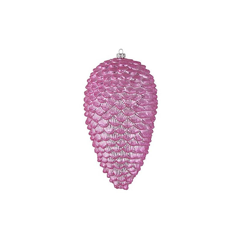 Vickerman 7" Pink Matte Glitter Pinecone Christmas Ornament. Includes 4