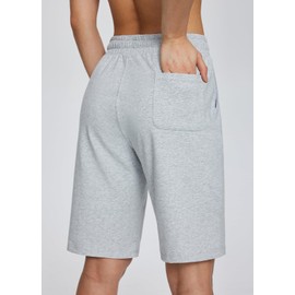BALEAF Bermudas para mujer, pantalones cortos largos de algod n, estilo casual, para verano, hasta la rodilla, para caminar, ejercicio con bolsillos, Largo de la rodilla-gris claro, XXXL