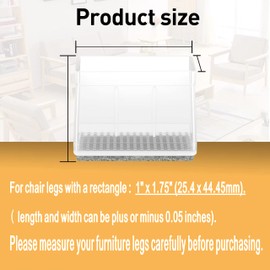 1" x 1.75" Rectangular Chair Leg Floor Protectors, Chair Foot Protectors for Wood Floors, Chair Leg Protectors for Hardwood Floors, Anti-Scratch & No Noise. 16 Pcs Clear