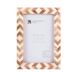 Handicrafts Home Chevron Pattern Inspired Picture Frames 4"x6" Chic Boho Wall Décoration Photo Frame, Brown White