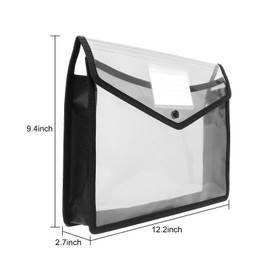 SENENQU 6 Pack A4 Black Plastic Document Folder Waterproof Wallet Folder with Pocket, Translucent File Envelope Folder with Button Closure for Home Office School