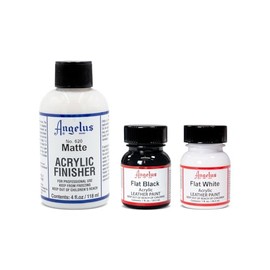 Angelus Kit de Pintura Acrílica para Piel, Negro y Blanco, 3 Piezas, Acabado Mate