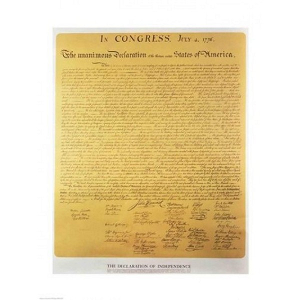 Posterazzi Declaration of Independence of the 13 United States of