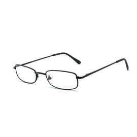 EYE ZOOM Classic Readers Rectangular Metal Reading Glasses for Men and Women, Black, +2.00 Strength