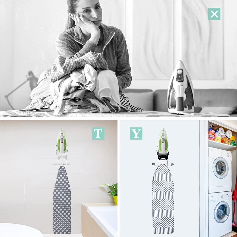 Ironing Board Hanger Wall Mount Electric Iron Holder Iron and
