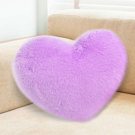 Gohytal Heart Cushion, Purple Plush Cushion, Heart-Shaped Cushion, Cuddly Cushion, Fleece Plush Love Decorative Cushion, Decorative Cushion, Plush Soft Cushion Decoration for Children for Living Room,