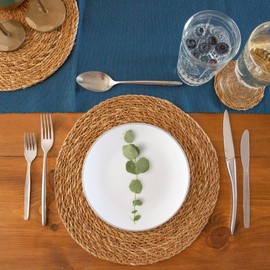 6x Water Hyacinth Wicker Weave Placemats - Typha Design Round Drinks Woven Placemat - By Argon Tableware