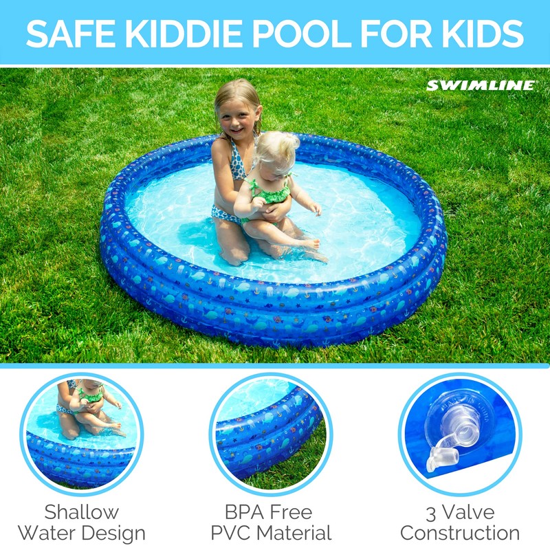 Swimline 60" Inflatable 3-Ring Kids Wading Pool