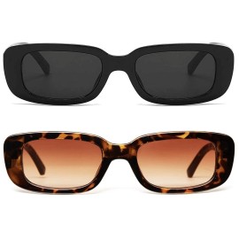 Isoke Womens Sunglasses Chunky Retro Polarized Fashion 2 Pack Black Brown