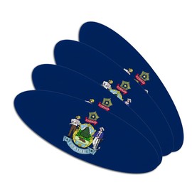 Maine State Flag Double-Sided Oval Nail File Emery Board Set 4 Pack