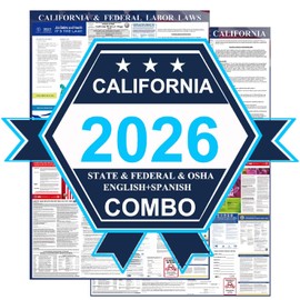 2026 California State and Federal Labor Laws Poster - OSHA Workplace Compliant 24" x 36" - All in One Required Posting -(English & Spanish Combo) Legal Forms