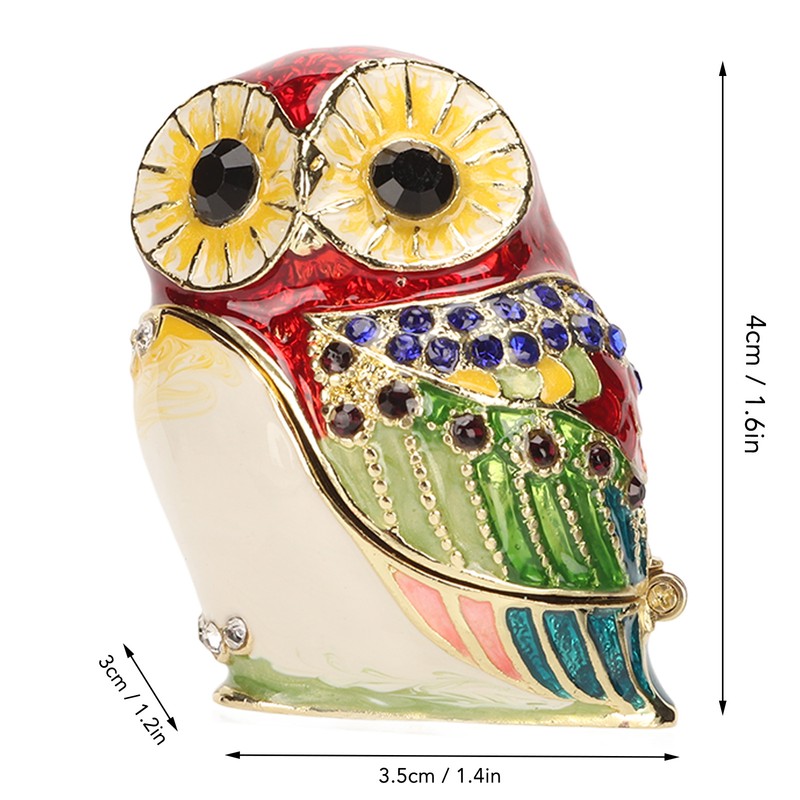 Metal Trinket Box Owl Shape Shiny Exquisite Zinc Alloy Jewelry