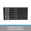 SSWBasics Jewelry Storage Organizer (Jewelry Box), Black Faux Leather 5-Drawer