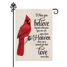 Cardinal Garden Flag Vertical Double Sided Farmhouse Burlap Yard Outdoor Decor 12.5x18 Inch-When you Believe Beyond What Your Eyes Can See Signs From Heaven Show up to Remind You that Love Never Dies