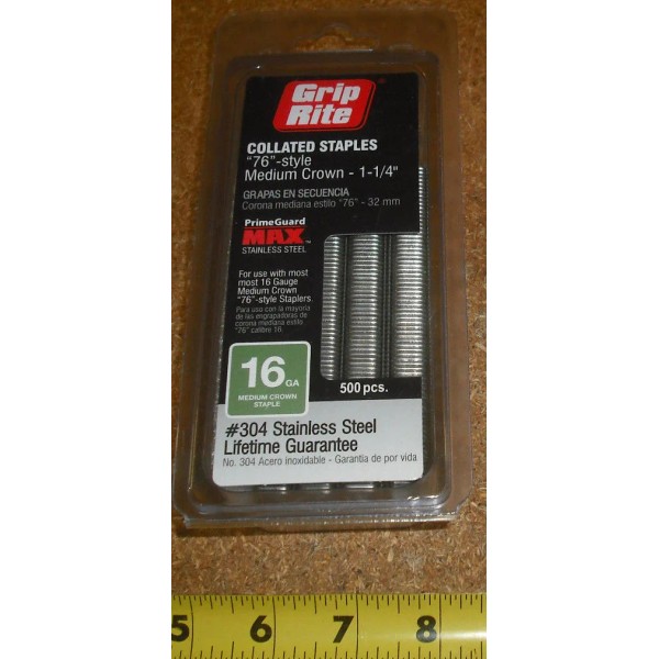 Grip-Rite Grip Rite Collated Staples 76-Style Medium Crown 1-1/4" 16Ga