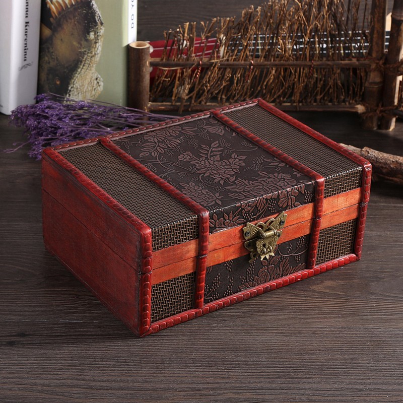 Classical Wooden Jewelry Storage Box Chest Case Holder Organizer with