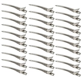 Pack of 30 Hair Clips, Duck Bill Clips, Hair Dye, Hair Clips, Barrettes, 3.5 Inch Stainless Metal Alligator Curl Clips with Holes for Hair Styling, Silver