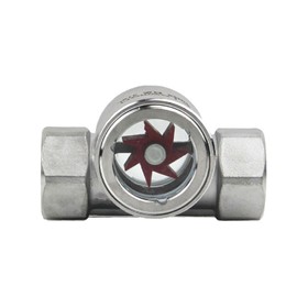 Stainless Steel Flow Indicator, 1/2 Inch Window Sight Glass Water Flow Indicator with Impeller Visual Flow Meter Display for Computers and Water Cooling Systems