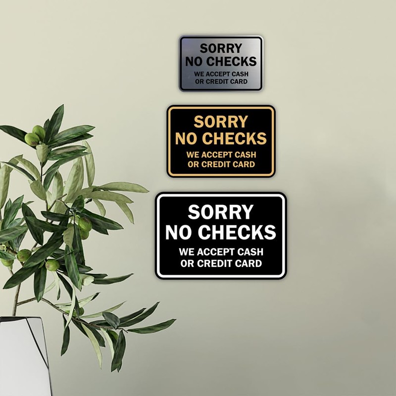 Classic Framed Sorry No Checks We Accept Cash or Credit