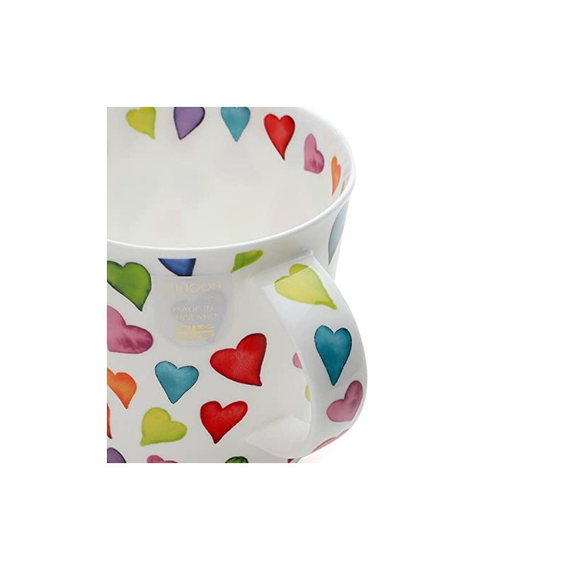 Dunoon, "Bone China"-Porzellan-Tasse, "Herz"-Design, Rauchquarz