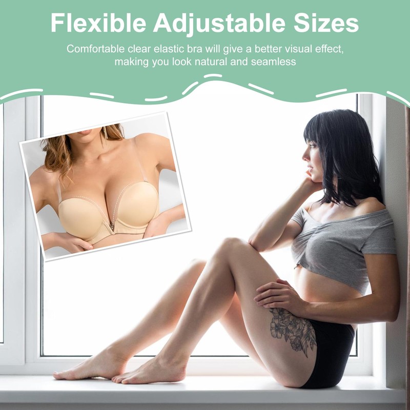 6 Pairs of Transparent Bra Straps, 1 cm/1.2 cm/1.5 cm