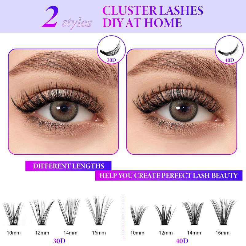 Cluster Lashes Extensions Kit 240 Pcs D Curl Individual Lashes