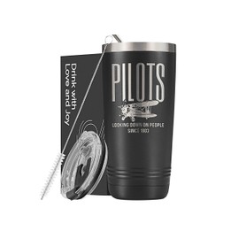 Onebttl Pilot Aviation Gifts For Men, Male, Him, 20oz Stainless Steel Insulated Tumbler with Lid, Airplane Gifts for Aviator as Christmas Gifts, Laser Logo, 1903