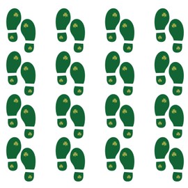 St.particks Day Decorations, Konsait St.Patrick Leprechaun Footprint Floor Decals Removable Shamrock Foot Stickers for Window Walls Saint Patty's Day Party Favors Supplies Decoration(16 Pairs)