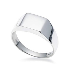 Solid 925 Sterling Silver Square Signet Ring in Sizes G-Z (K)