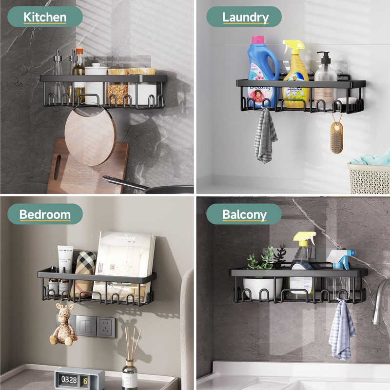 Veken Shower Caddy 6-Pack, Advanced Rustproof Design, No Drilling Adhesive