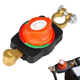12-48V Car Battery Kill Switch, Top Post Battery Disconnect Switch, Brass Body Negative On Off Quick Cutoff Isolator for Cars Trucks RV Boat Marine ATV Solar Systems Prevents Drain During Storage