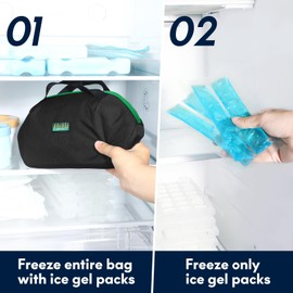Haimont Freezable Snack Lunch Bag Reusable Freezer Mini Lunch Cooler, Small Insulated Bag Foldable for Work Travel Picnic, Black