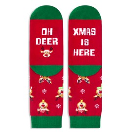 Zmart Funny Christmas Socks for Boys Girls, Holiday Socks Reindeer Socks for Kids, Christmas Gifts Santa Gifts Stocking Stuffers