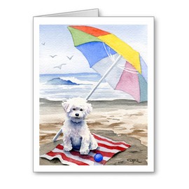 DJ Rogers Fine Art Bichon Frise At The Beach - Set of 10 Note Cards With Envelopes