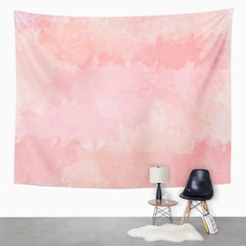 Emvency Tapestry Colorful Abstract Light Pink Blush Coral Digital Watercolor Red Floral Color Home Decor Wall Hanging Living Room Bedroom Dorm 50x60 inches