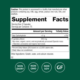 Standard Process Zymex Capsules - Digestive Health Support - Supports Intestinal Health & Balanced pH - Gut Health Supplement with Rice Bran, Spanish Moss, Carrots & Beets - Non-Dairy - 150 Capsules