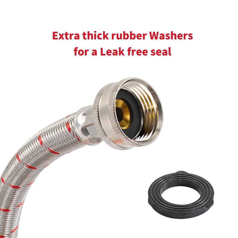 2 Pack 12 FT Washing Machine Hoses with 90 Degree