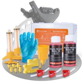 WEST BIKING Brake Bleed Kit for Shimano, Tektro Hydraulic Disc Brakes, Bicycle Brake Fluid Bleeder Kit with 120Ml Mineral Oil Brake Fluid, Connector for MTB/Road Bike Brake