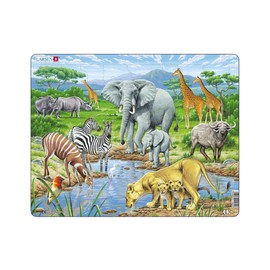Larsen FH9 African Savannah Jigsaw Puzzle für Kinder & Erwachsene - 65 Teile Puzzle | Lern- und Spaßpuzzle Rahmenpuzzles | Hergestellt in Norwegen