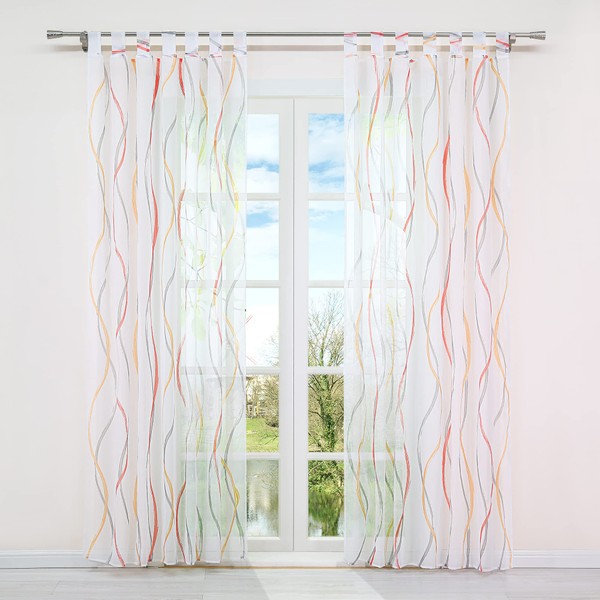 HongYa Pack of 1 Voile Curtains Transparent Curtain with Light
